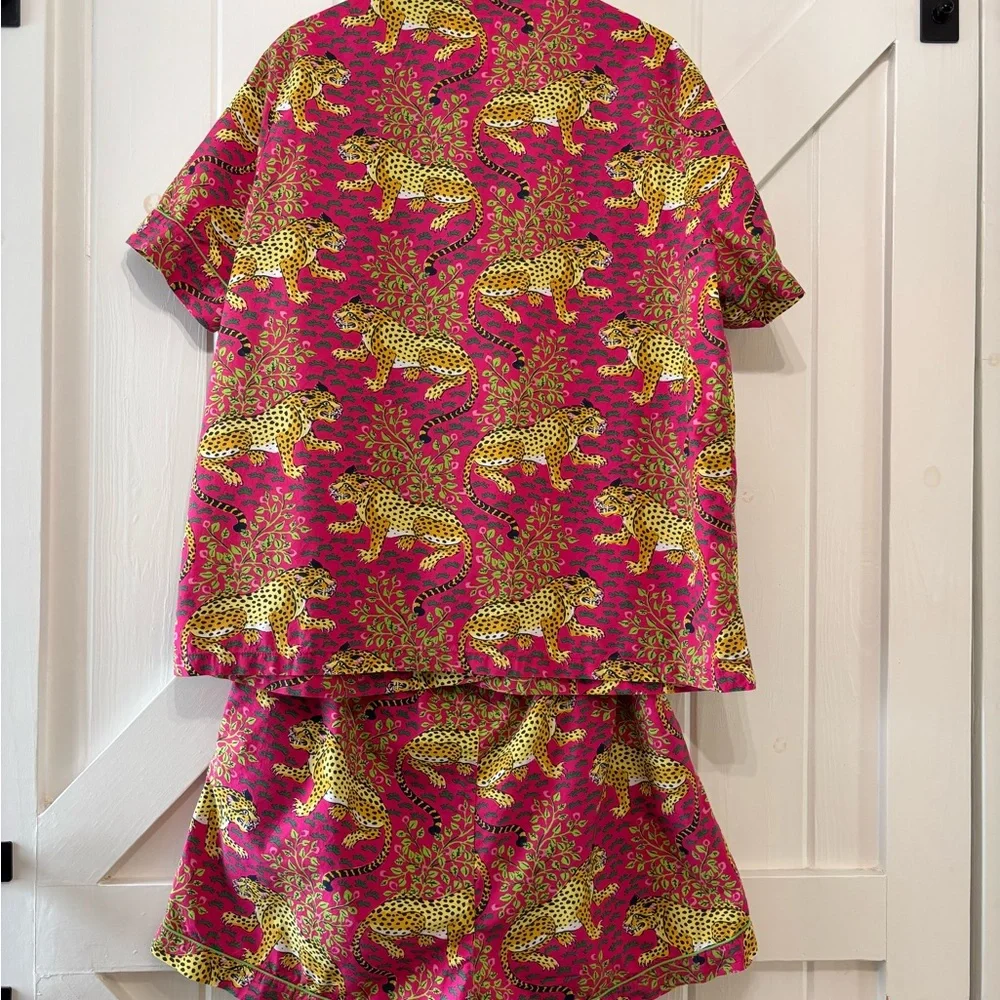 Printfresh Bagheera Leopard Print Pajama Set Pink and Yellow Organic Cotton XL - Picture 4 of 12